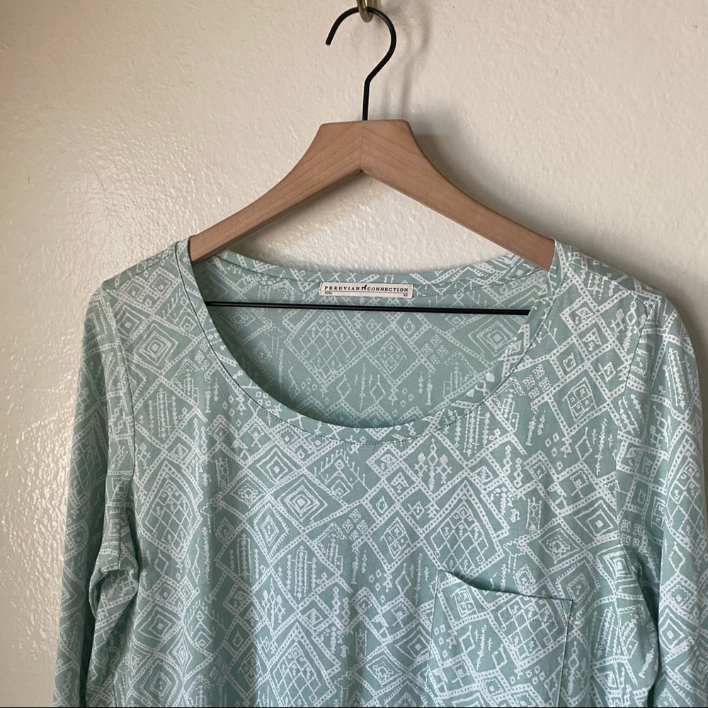 Peruvian Connection | Mint Patterned Top - Picture 2 of 7